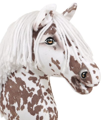 Hobby Horse Duży koń na kiju Premium - tarantowaty biało-brązowy z białą grzywą A3