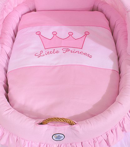 Kosz Mojżesza wiklinowy ze składaną budką - Little Princess różowy