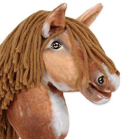Hobby Horse Średni koń na kiju Premium srokaty tobiano z brązową grzywą A4