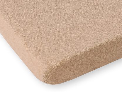 Prześcieradło frotte z gumką do łóżeczka 140x70cm - jasno brązowe