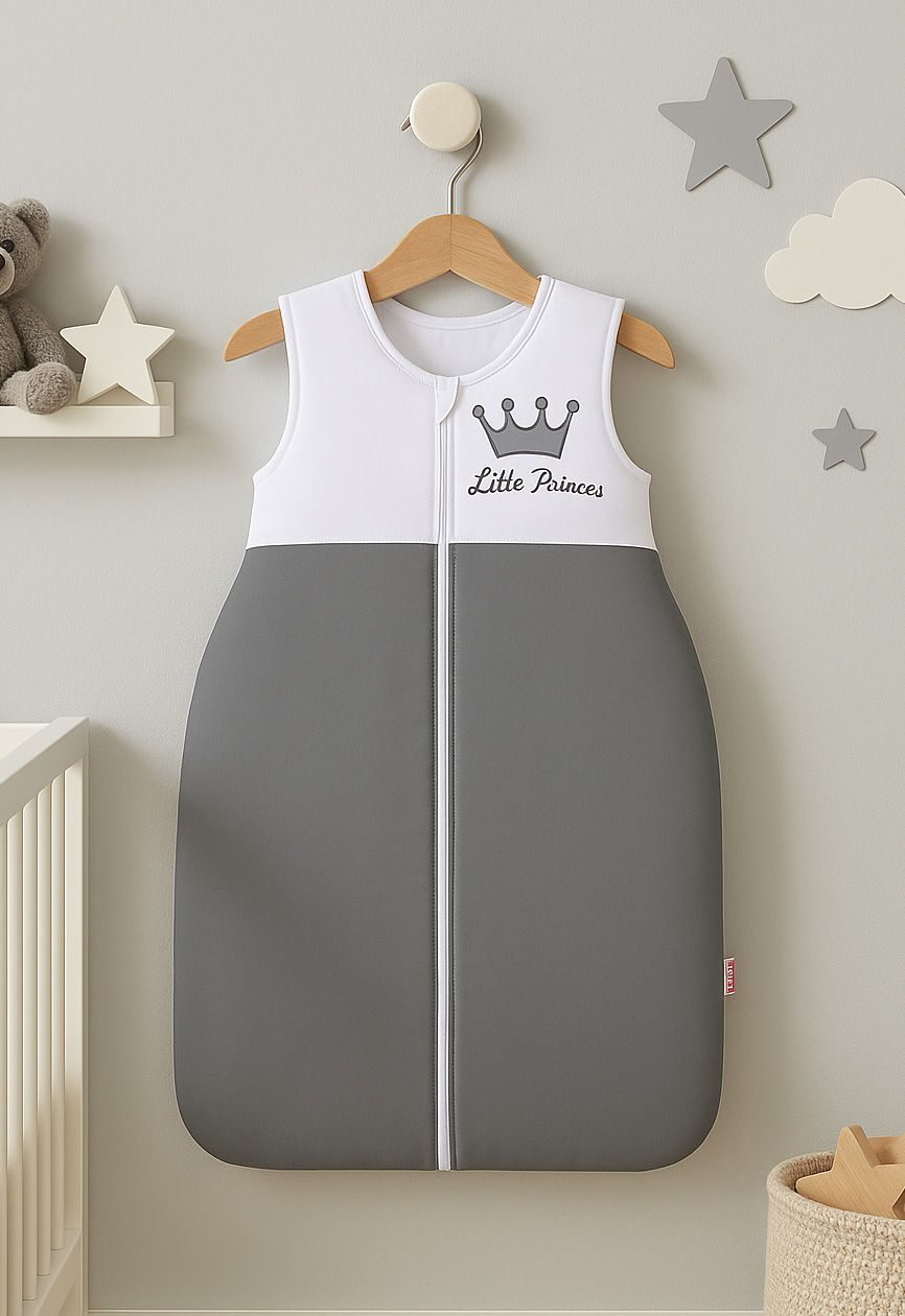 Śpiworek dla dzieci bawełniany M 6-12 mcy TOG 2.5 całoroczny ocieplany Little Princess antracyt
