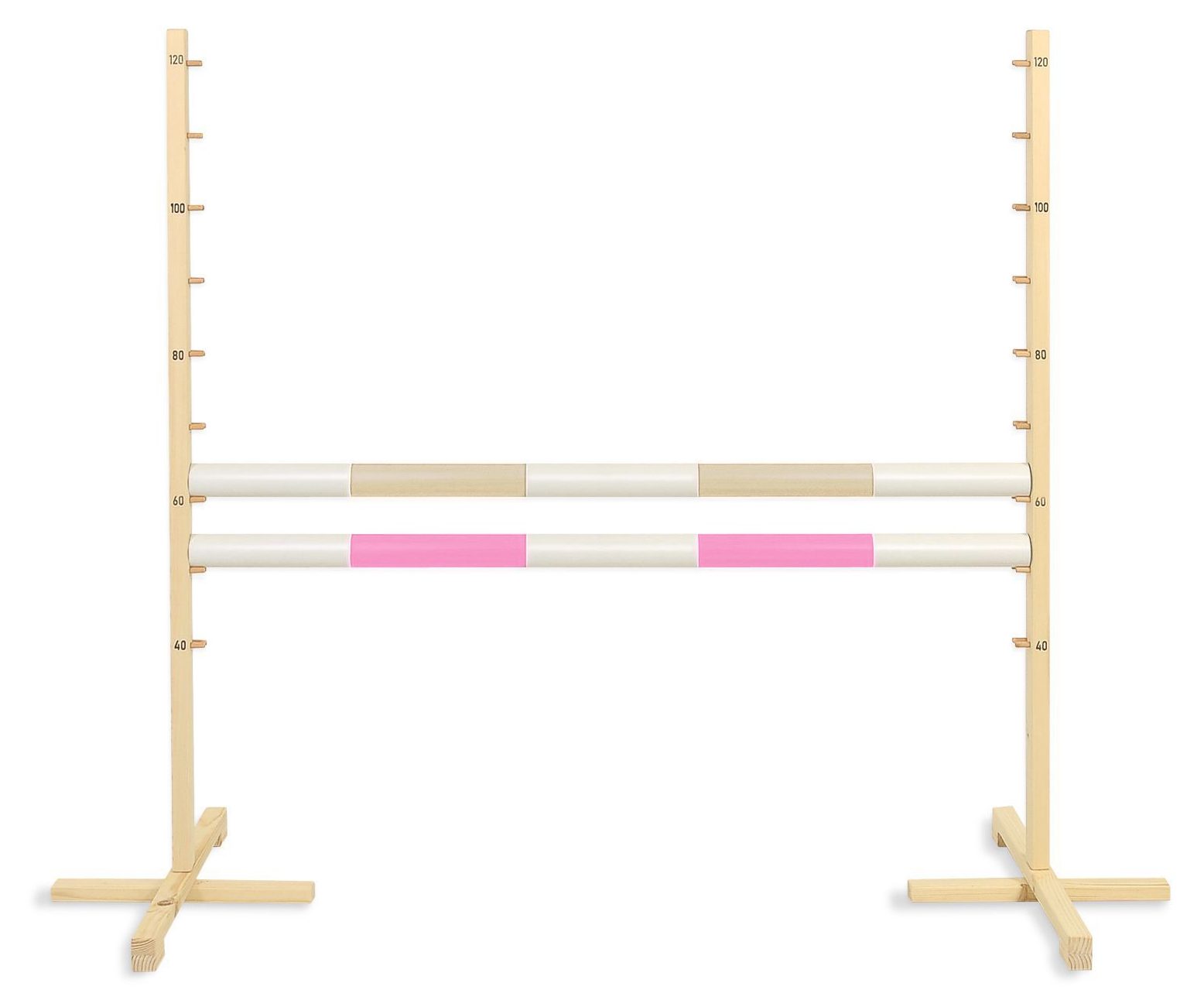 Przeszkoda skokowa do Hobby Horse 120cm, dwie belki - beżowa i jasny róż