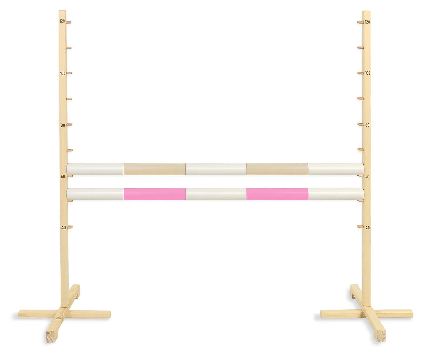 Przeszkoda skokowa do Hobby Horse 120cm, dwie belki - beżowa i jasny róż