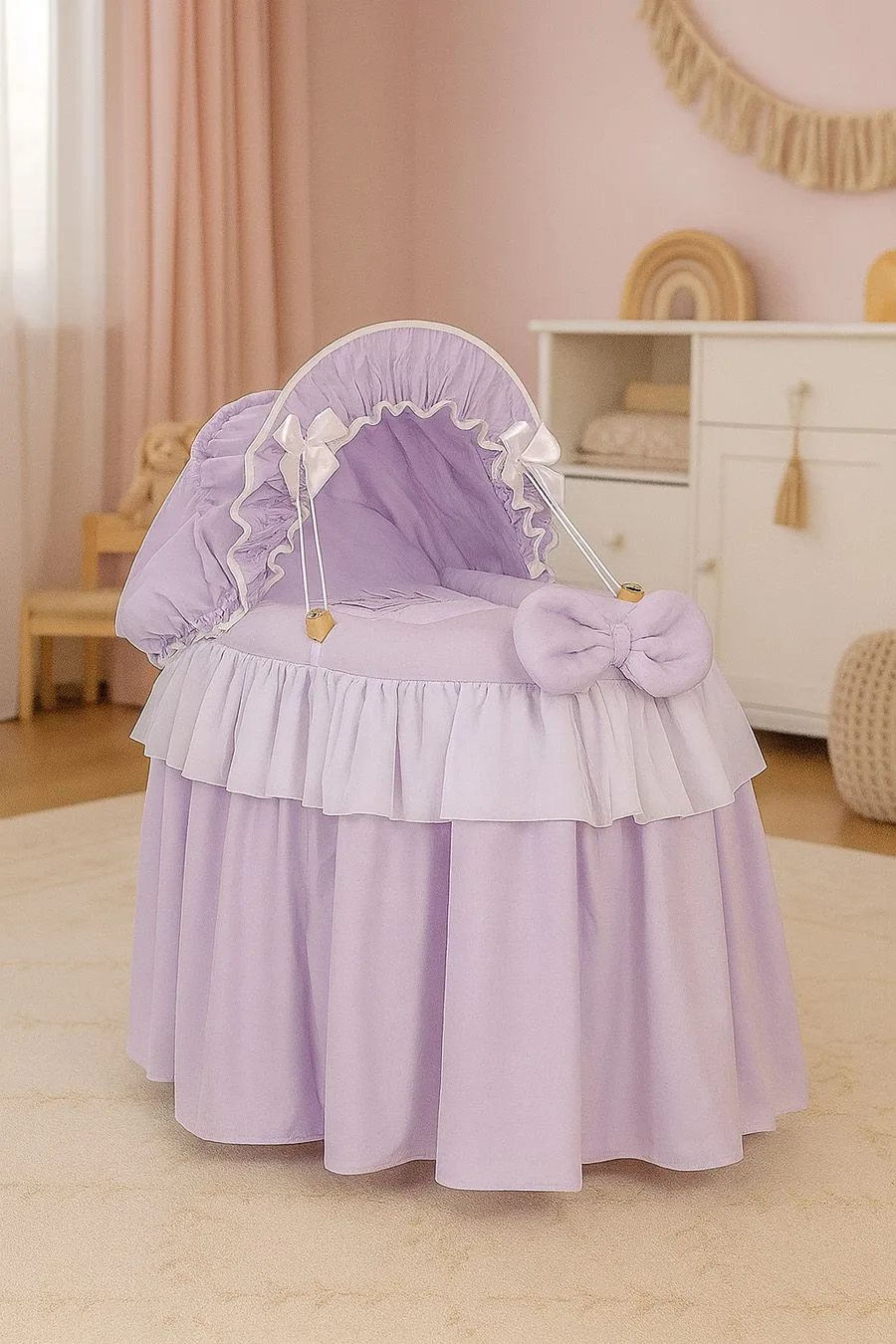 Wózek dla lalek Kosz Mojżesza dla lalek z budką LITTLE PRINCESS fioletowy