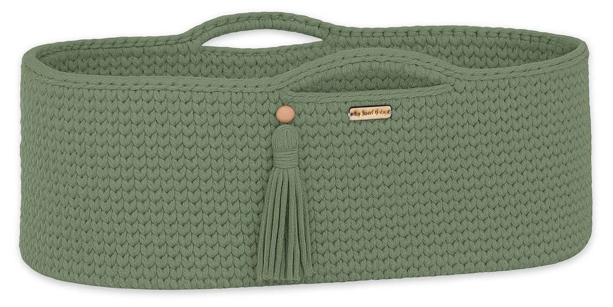 Kosz Mojżesza BOHO bawełniany Handmade z materacykiem - jasny beżowy