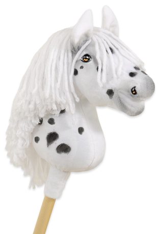 Hobby Horse Średni koń na kiju Premium biały tarantowaty A4