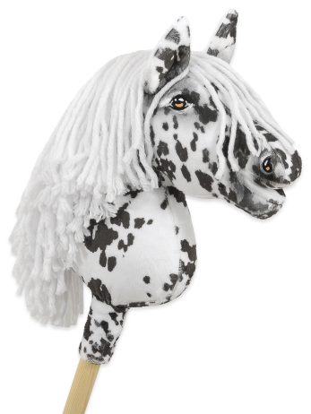 Hobby Horse Średni koń na kiju Premium tarantowaty biało-czarny z białą grzywą A4