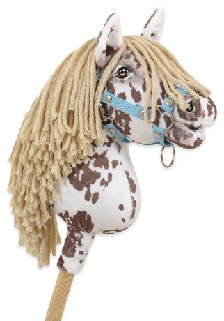 Hobby Horse Mały koń na kiju Premium tarantowaty biało-brązowy z beżową grzywą A4