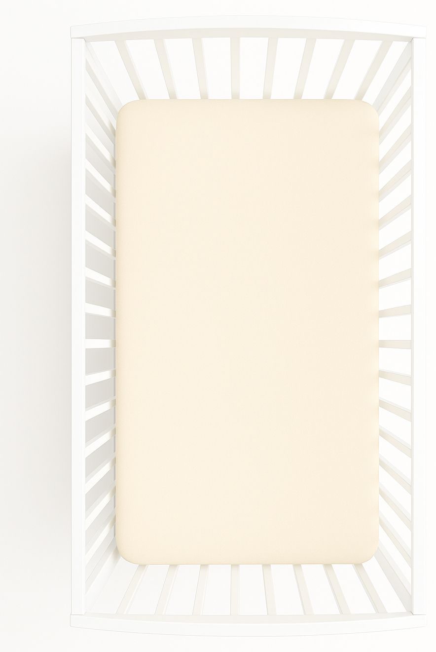 Prześcieradło jersey bawełna z gumką  do łóżeczka 120x60cm - kremowe
