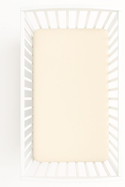 Prześcieradło jersey bawełna z gumką  do łóżeczka 120x60cm - kremowe