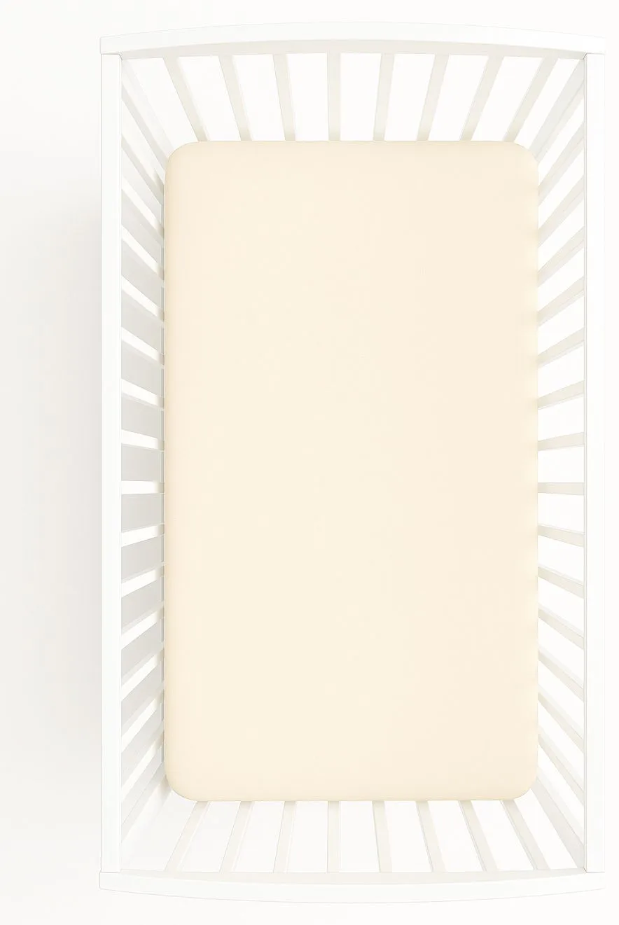 Prześcieradło jersey bawełna z gumką  do łóżeczka 120x60cm - kremowe