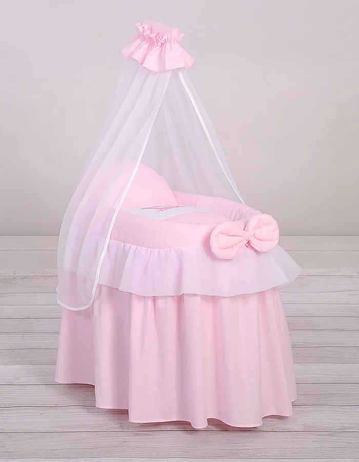 Wózek dla lalek Kosz Mojżesza dla lalek z baldachimem LITTLE PRINCESS różowy