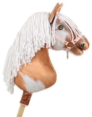 Hobby Horse Duży koń na kiju Premium - srokaty tobiano z białą grzywą A3