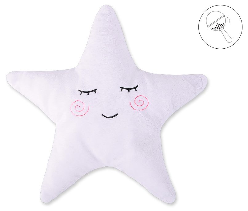 Poduszka przytulanka z minky Little STAR z grzechotką- biała
