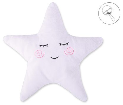 Poduszka przytulanka z minky Little STAR z grzechotką- biała