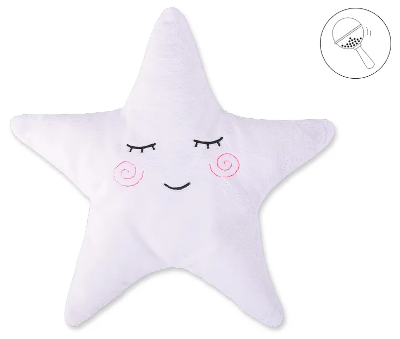Poduszka przytulanka z minky Little STAR z grzechotką- biała