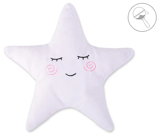 Poduszka przytulanka z minky Little STAR z grzechotką- biała