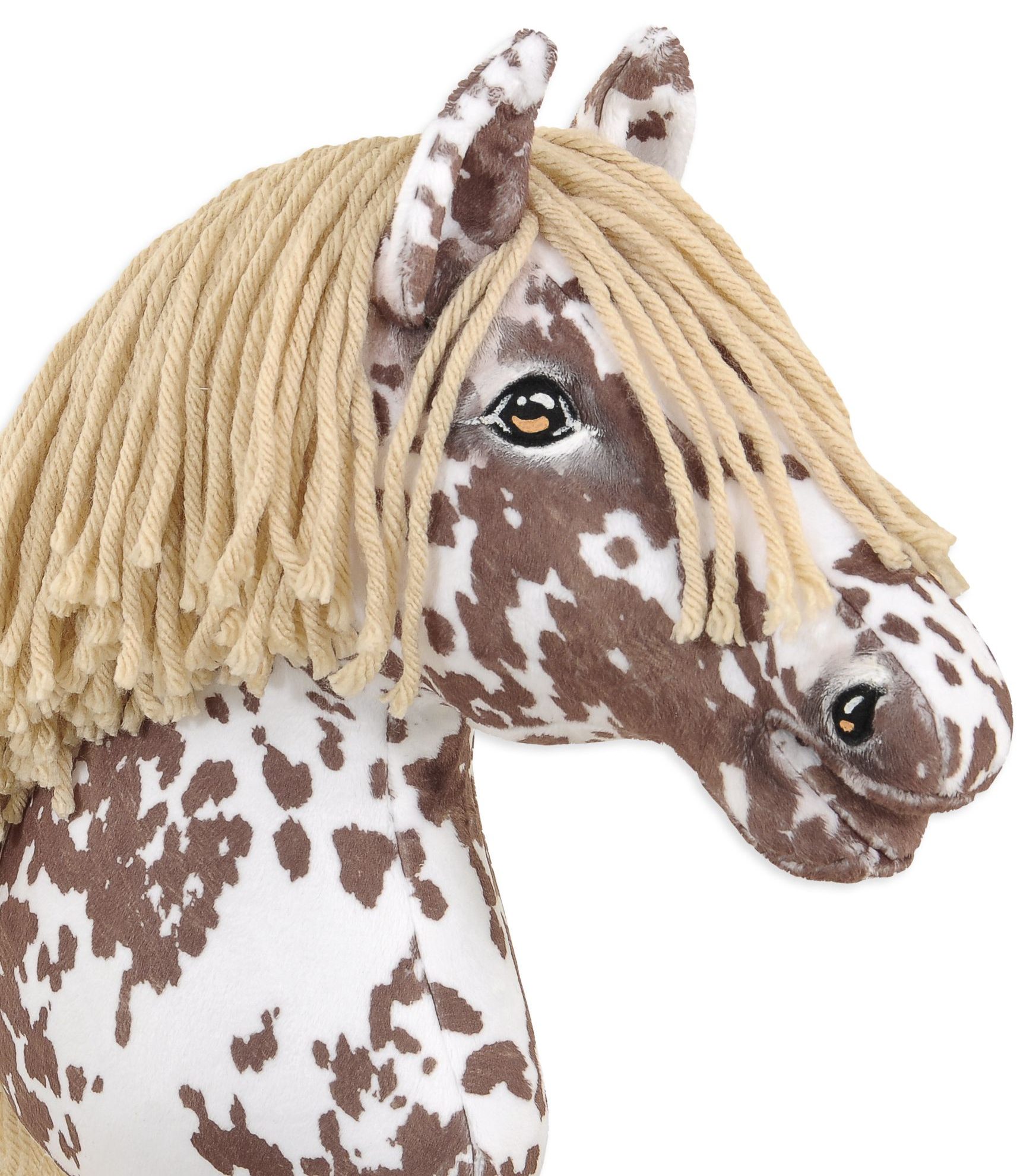 Hobby Horse Duży koń na kiju Premium - tarantowaty biało-brązowy z beżową grzywą A3