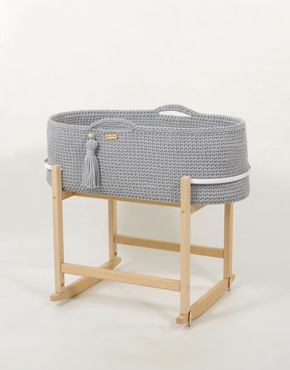 Kosz Mojżesza BOHO Handmade z kołyską - śmietanka