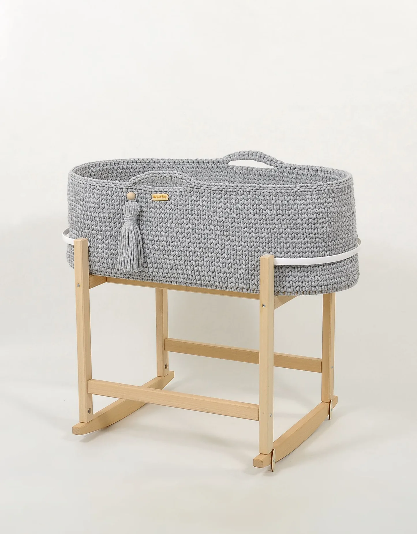 Kosz Mojżesza BOHO Handmade z kołyską - śmietanka
