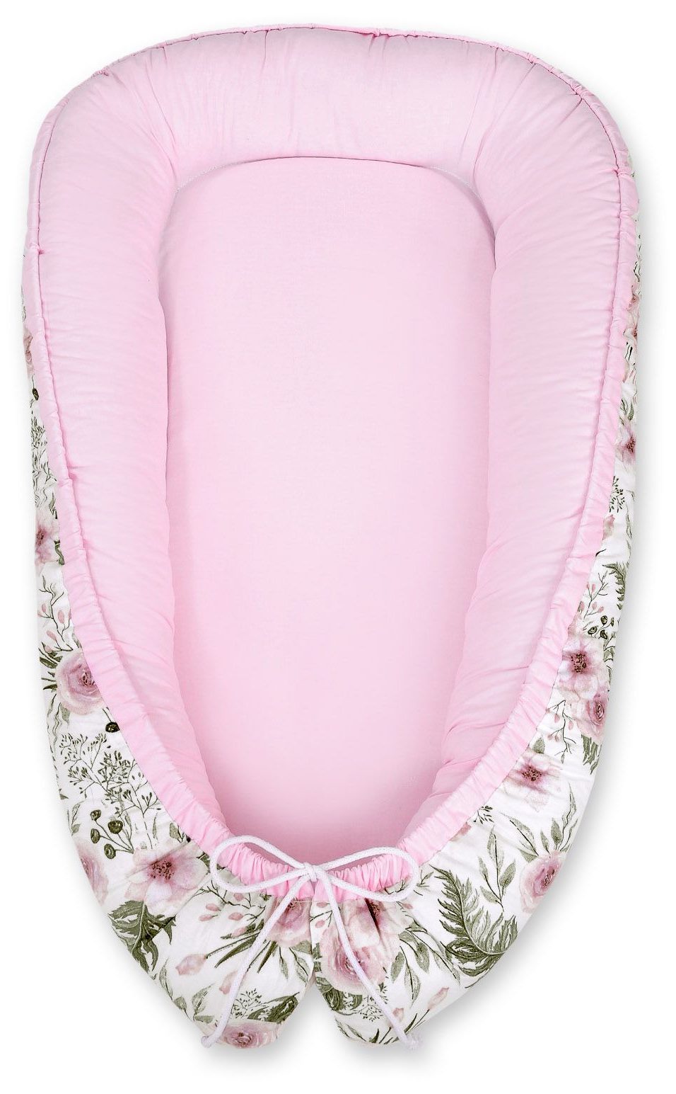 Kokon niemowlęcy dwustronny kojec otulacz Premium MY SWEET BABY- peonie różowe/różowy