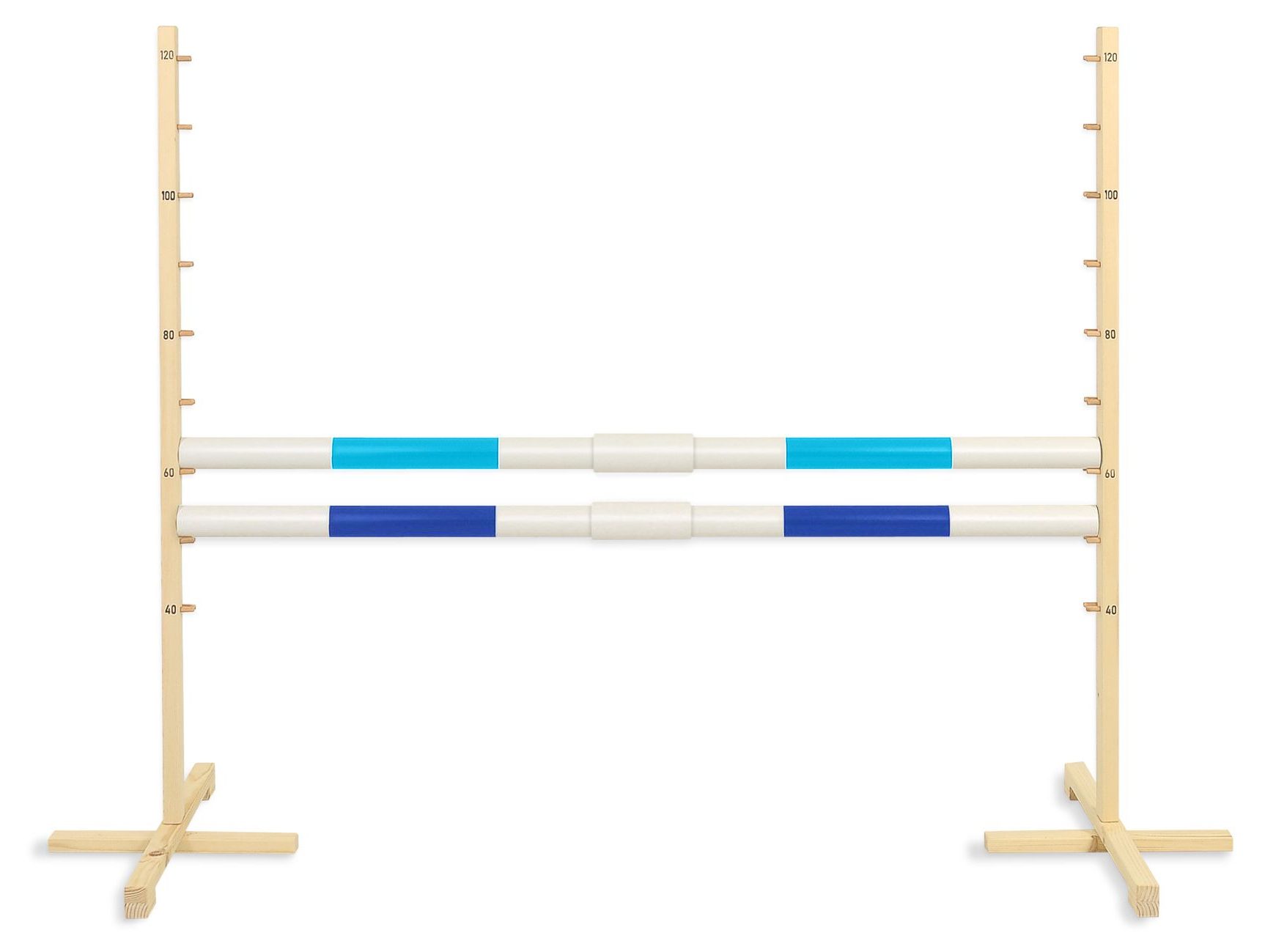 Przeszkoda skokowa do Hobby Horse 160cm, h-120 cm, dwie belki - jasny niebieski i ciemny niebieski