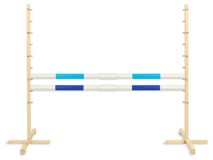 Przeszkoda skokowa do Hobby Horse 160cm, h-120 cm, dwie belki - jasny niebieski i ciemny niebieski