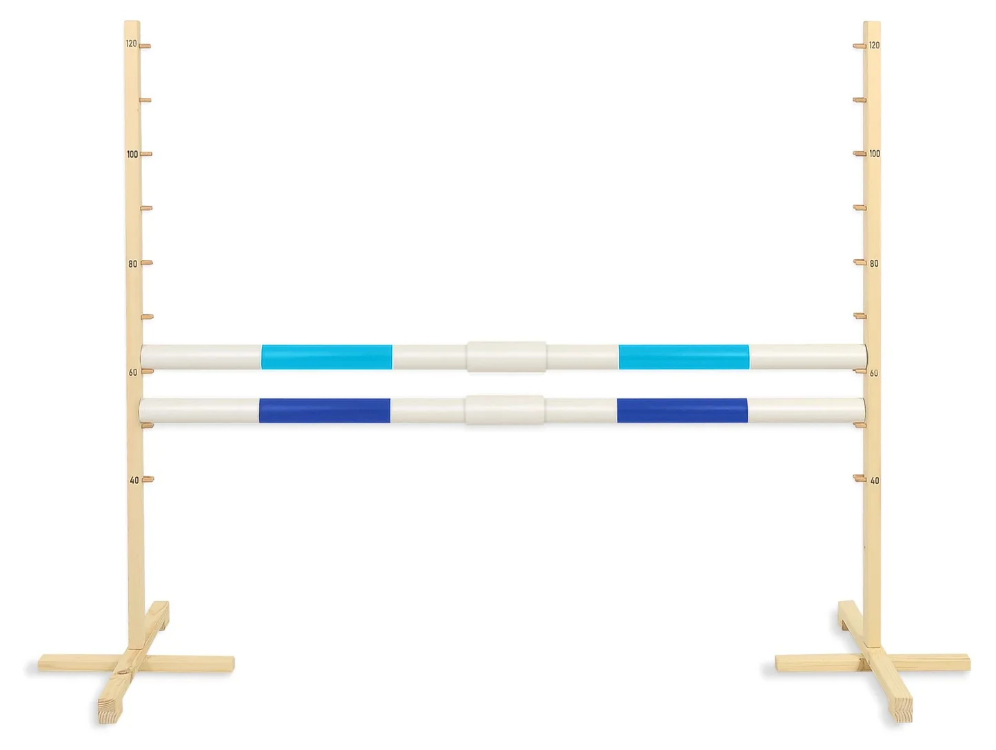 Przeszkoda skokowa do Hobby Horse 160cm, h-120 cm, dwie belki - jasny niebieski i ciemny niebieski