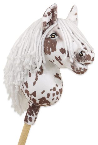 Hobby Horse Mały koń na kiju Premium tarantowaty biało-brązowy z białą grzywą A4