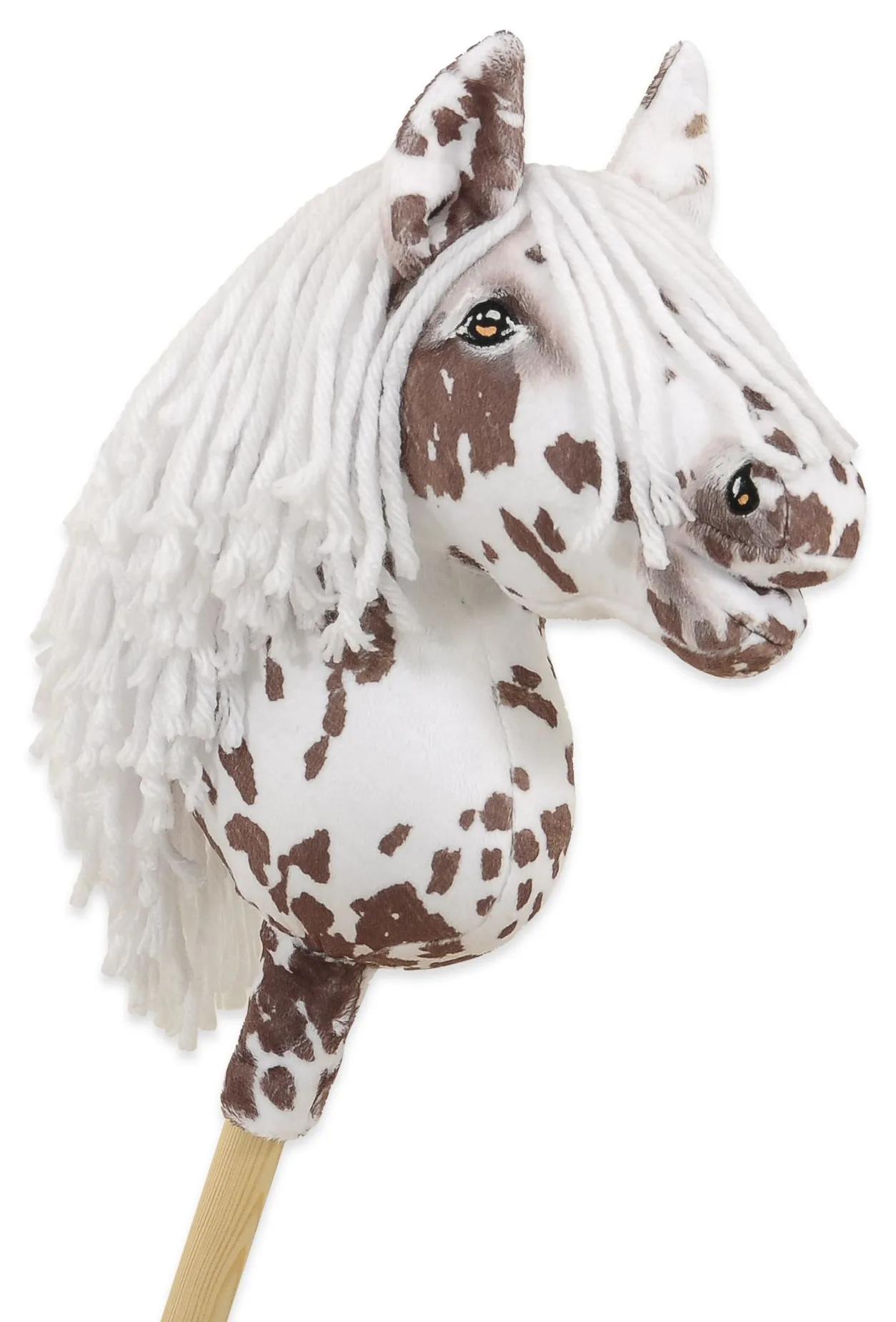 Hobby Horse Mały koń na kiju Premium tarantowaty biało-brązowy z białą grzywą A4