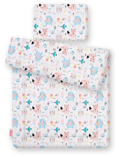 Komplet pościeli dla niemowląt z wypełnieniem 2-cz 75x100cm NEWBORN - misie niebieskie