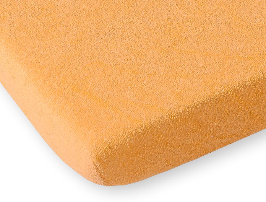Prześcieradło frotte z gumką do łóżeczka 140x70cm - brzoskwiniowe