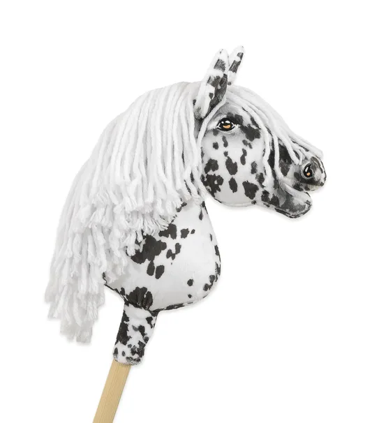 Hobby Horse Średni koń na kiju Premium tarantowaty biało-czarny z białą grzywą A4