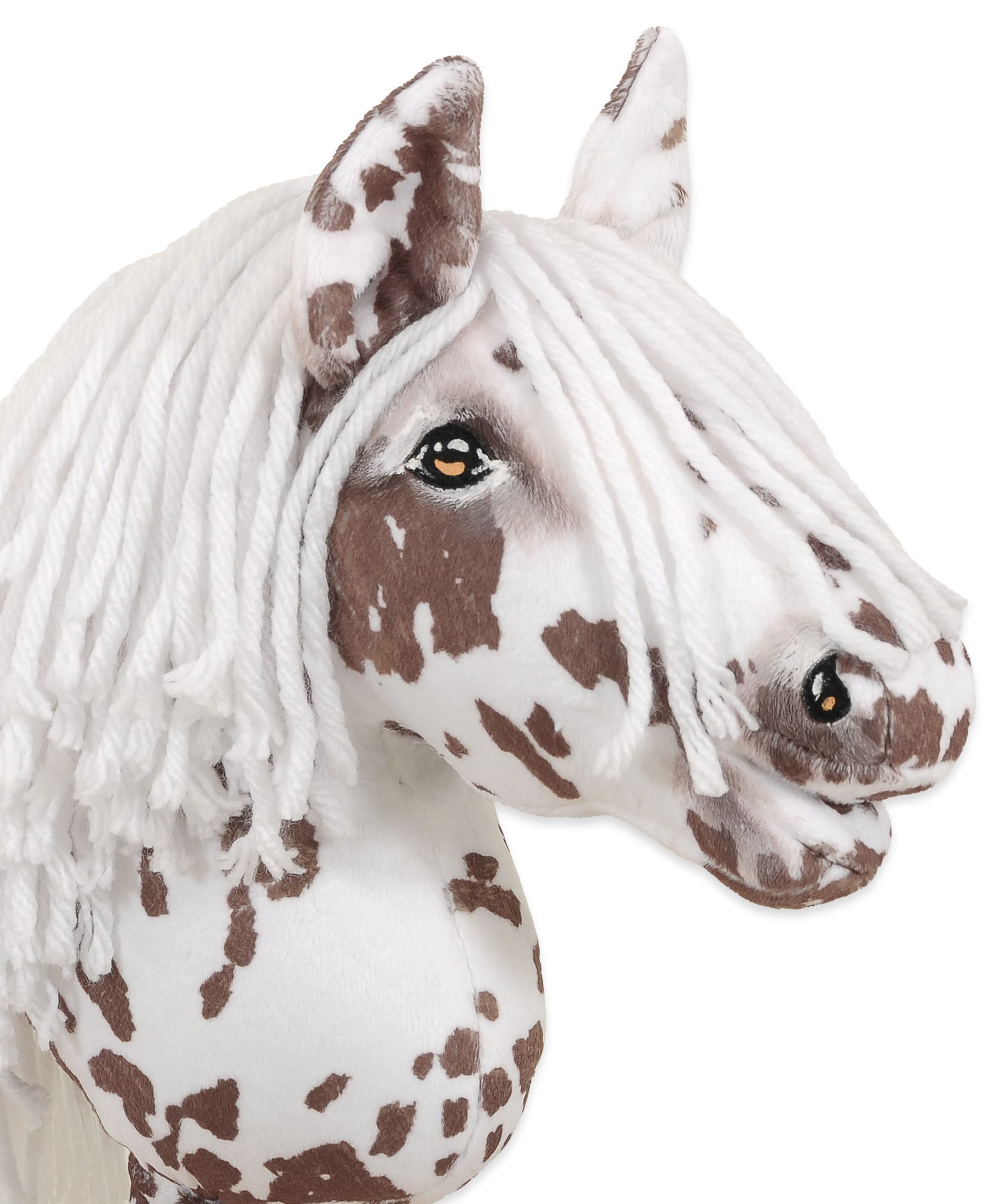 Hobby Horse Mały koń na kiju Premium tarantowaty biało-brązowy z białą grzywą A4