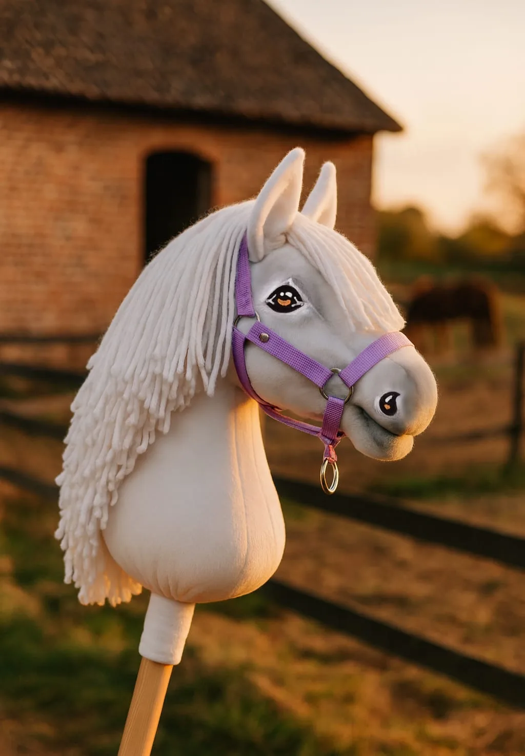 Hobby Horse Duży koń na kiju Premium - biały A3