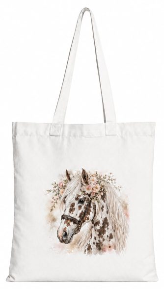 Torba bawełniana z białym koniem  – 38 × 42 cm