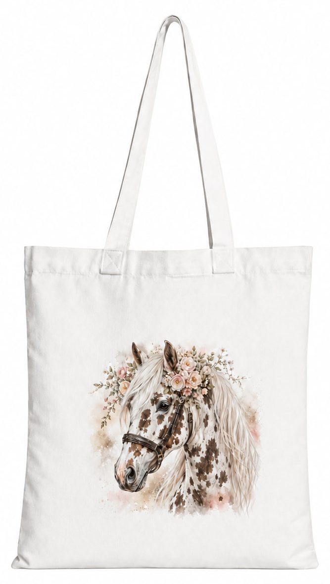 Torba bawełniana z białym koniem – 38 × 42 cm
