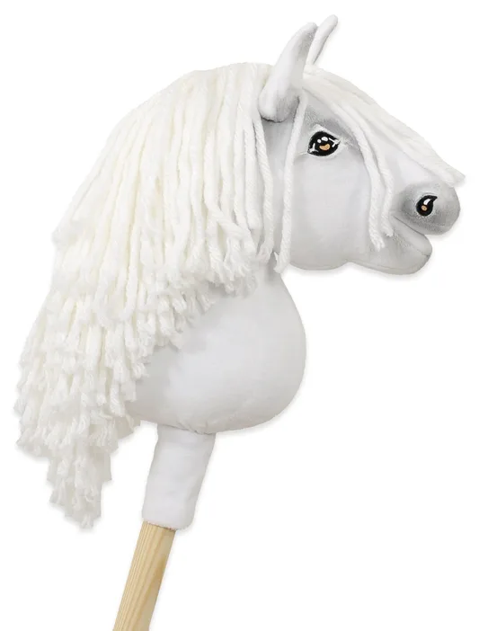 Hobby Horse Mały koń na kiju Premium biały z biała grzywą A5