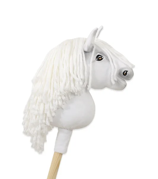 Hobby Horse Mały koń na kiju Premium biały z biała grzywą A5
