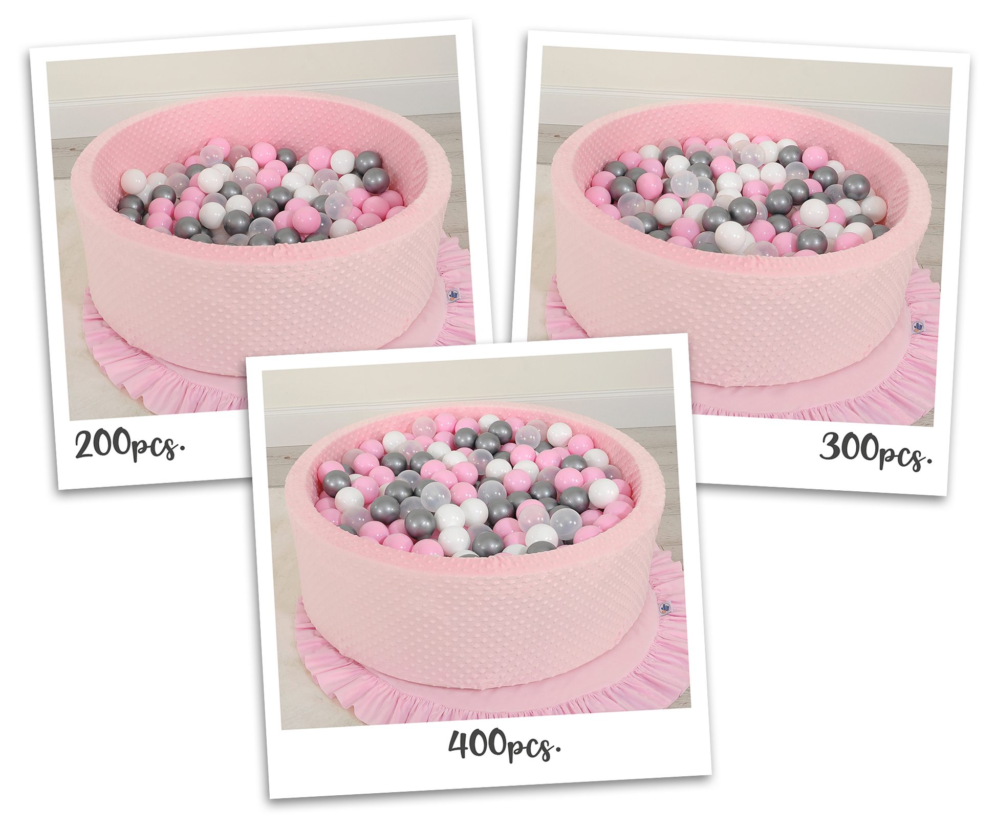 Suchy basen minky H-30 cm z piłkami 300szt. - różowy