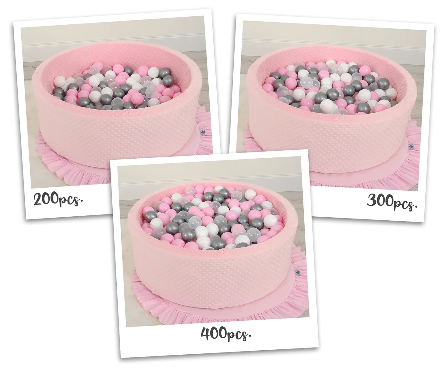 Suchy basen minky H-30 cm z piłkami 300szt. - różowy