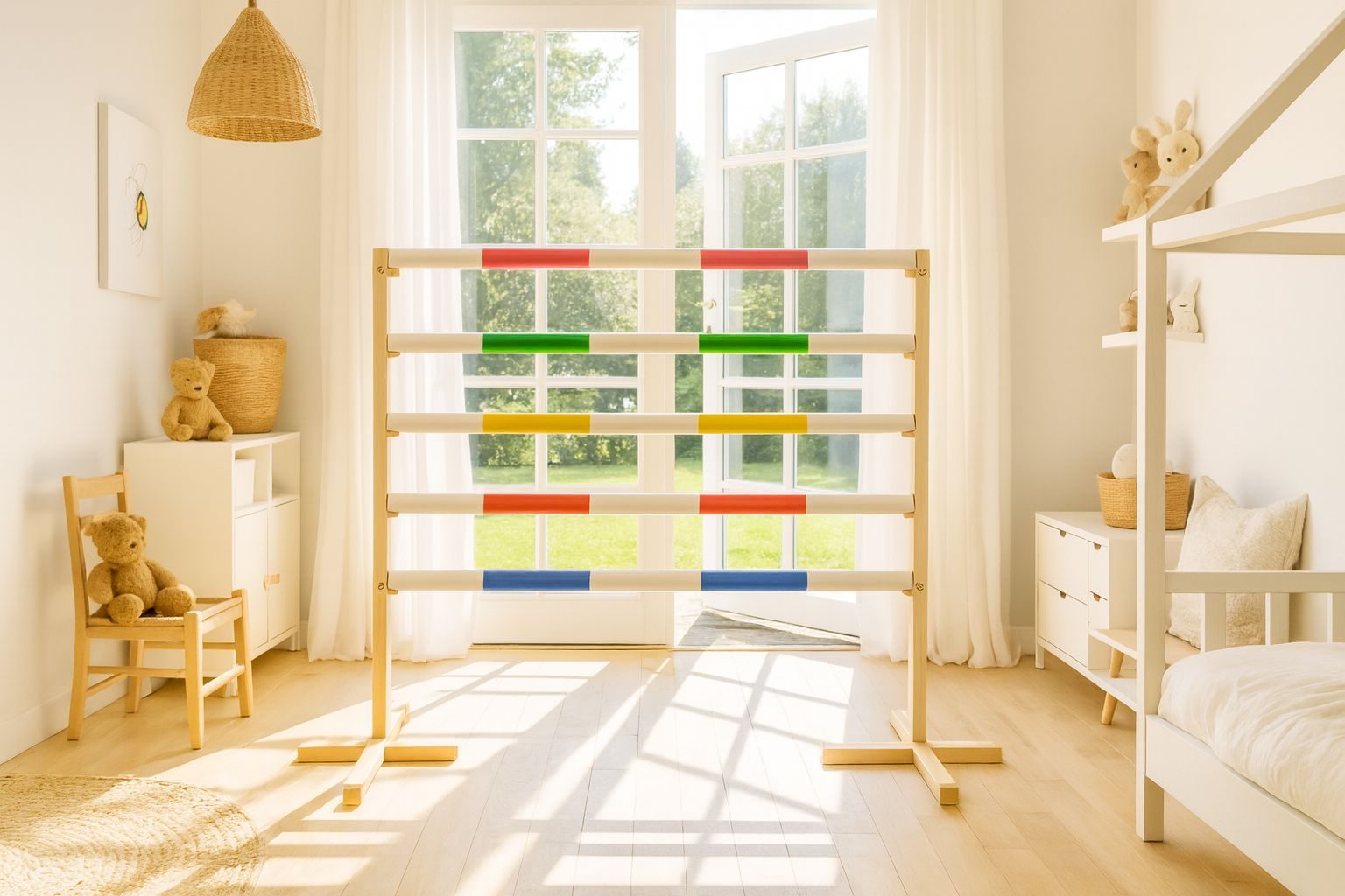 Przeszkoda skokowa do Hobby Horse 120cm, dwie belki - niebieska i żółta