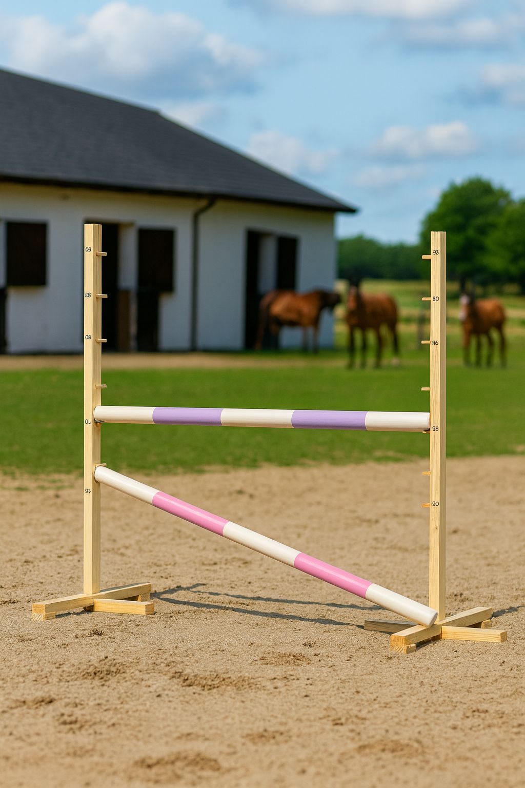 Przeszkoda skokowa do Hobby Horse 120cm, dwie belki - jasny fiolet i jasny róż