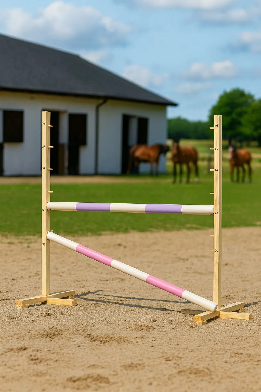 Przeszkoda skokowa do Hobby Horse 120cm, dwie belki - jasny fiolet i jasny róż