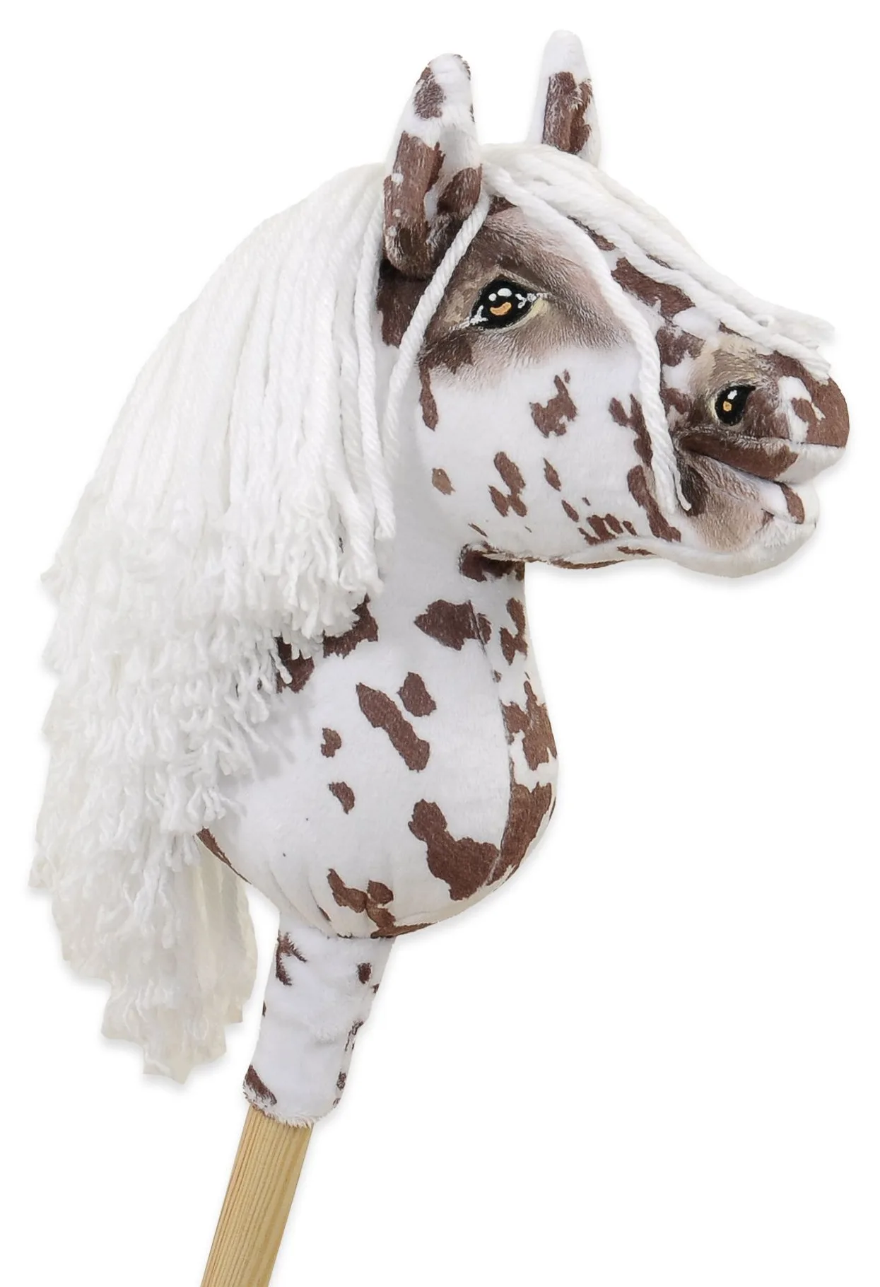 Hobby Horse Mały koń na kiju Premium tarantowaty biało-brązowy z białą grzywą A5