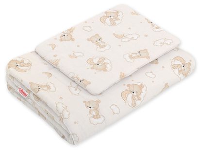 Komplet pościeli dla niemowląt z wypełnieniem 2-cz 75x100cm NEWBORN - misie niebieskie