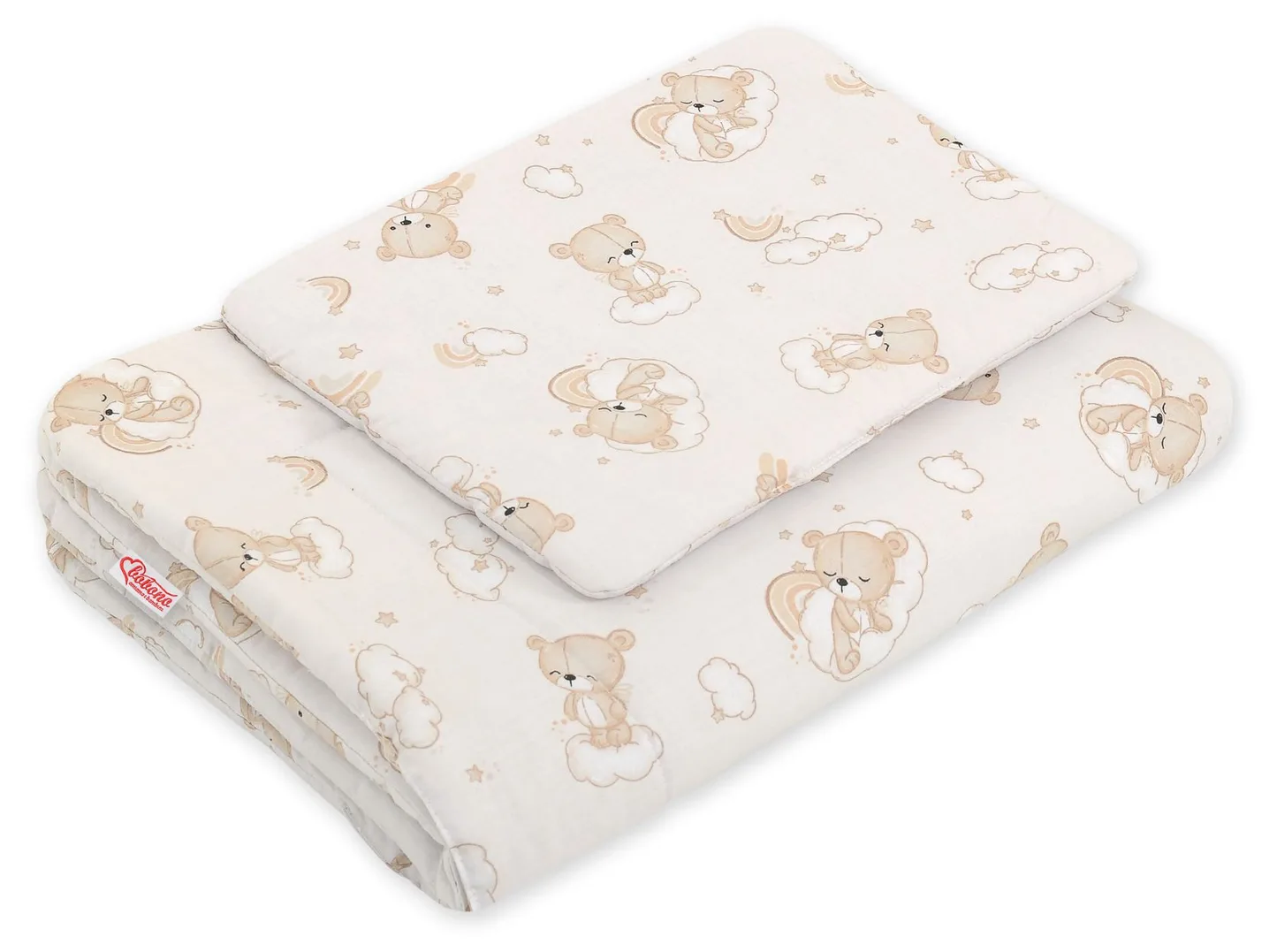 Komplet pościeli dla niemowląt z wypełnieniem 2-cz 75x100cm NEWBORN - misie niebieskie