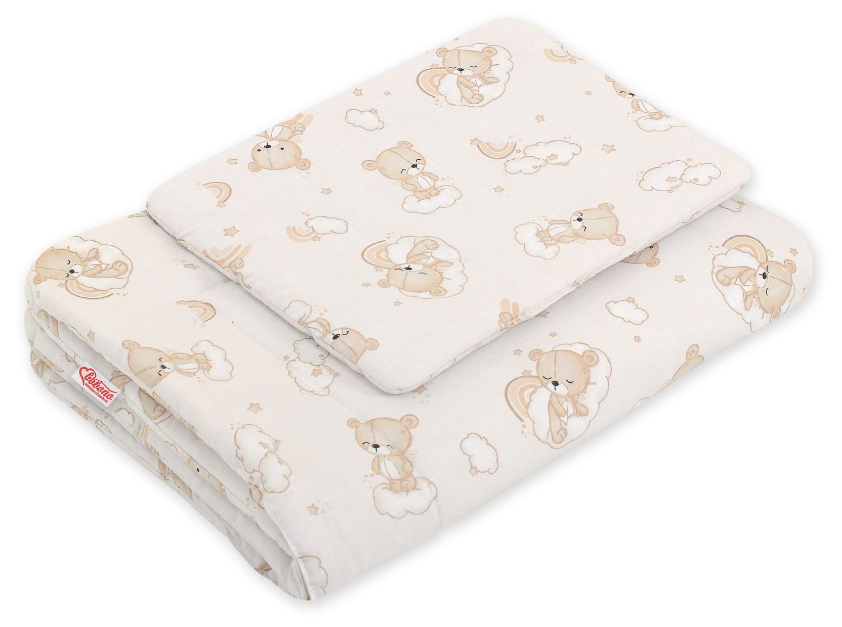 Komplet pościeli dla niemowląt z wypełnieniem 2-cz 75x100cm NEWBORN - misie niebieskie