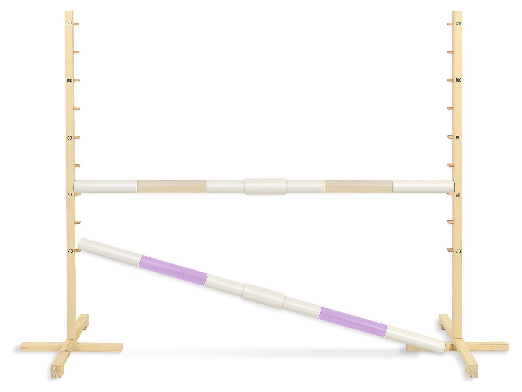 Przeszkoda skokowa do Hobby Horse 160cm, h-120 cm, dwie belki - beżowa i jasny róż