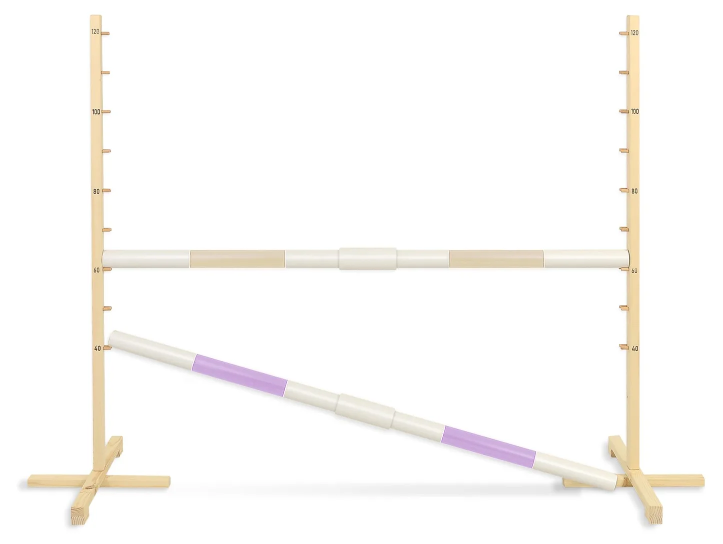 Przeszkoda skokowa do Hobby Horse 160cm, h-120 cm, dwie belki - beżowa i jasny róż